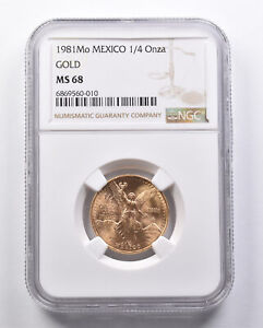 1981 Mo Mexico 1/4 Onza Gold Libertad MS68 NGC *6571