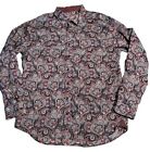 Scully Paisley Western Shirt Long Sleeve XL Button Down Blue Red Flip Cuff