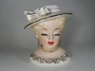 Rubens Lady Head Vase 500X Blonde w Pearl Earrings Necklace & Big Hat w/ Bow