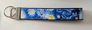Van Gogh Starry Night Inspired Wrist Strap Keychain - Handmade