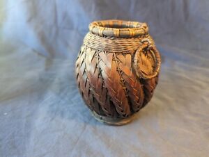 Vintage Asian Basket Vase