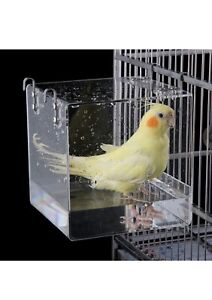 GURECOD Hanging Bird Bath Cube Bird Bathtub Bath Shower Box Bowl Cage Small