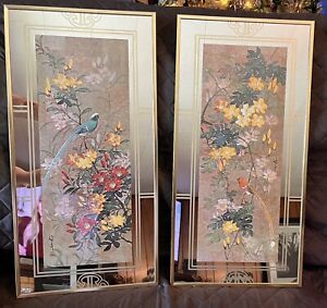 Vintage Academy Arts (Style 881701) Beautiful Mirror Birds And Flowers(Set Of 2)