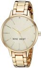 Nine West Womens Crystal Accented Gold-Tone Bracelet Watch