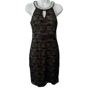 Available by Angela Fashions Dress Womens Black Medium Lace Overlay Cocktail