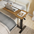 Height Adjustable Tilt Overbed Bedside Table w/ Wheels for Medical Hospital Home
