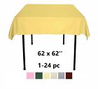 Square Polyester Tablecloth 62x62'' Wedding Banquet Polyester Table Cover 1-24pc