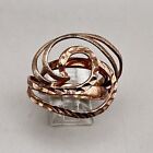 Swirl Hammered Copper Boho Ring Signed Italy 925 Sterling Silver Size 8