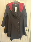 Black & Red Asymmetrical Women's Trench Coat by Rosegal US Size 18