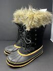 Khombu Size 11 Winter Boots Faux Fur Lining Quilted Black Ski/snow Black Suede