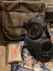 M17A2 gas mask with bag - military issued - with filters installed. Size Small