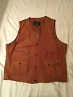 Orvis Brown Suede Leather Sportsman Hunting Fishing Vest Mens Size L Outdoor