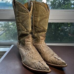 Old Corral Men’s Size 30 Mex/ US 11 Cream/Beige Leather Faux Croc Cowboy Boots