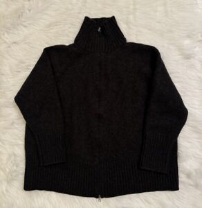 Brunello Cucinelli 100% Cashmere Full Zip Cardigan Sweater Knit Charcoal Grey L