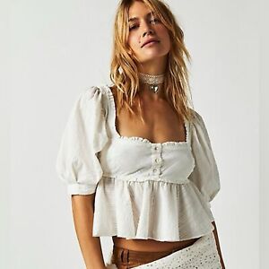 Free People Leave It To Me Babydoll Cropped Top Size XS