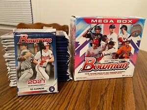 5 Pack Lot 2021 Bowman MLB (Paper + Chrome) Mega Box Base Sealed Pack QTY