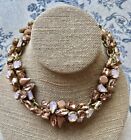 J Crew Signed Glacier Pink Blush Crystal Cluster Jeweled Collar Chain Necklace