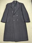 Vintage Wool Coat Mens 44R Black Cashmere Double Breasted Jacket Long Italy 44 R