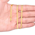 14K Yellow Gold Solid 3mm-7mm Silky Flat Herringbone Chain Necklace 14