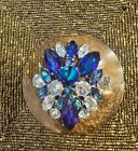 ELSA SCIAPARELLI VINTAGE PIN, PURPLE-BLUE AND CLEAR STONES, PRICE REDUCED!!