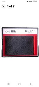 GUESS by Marciano Men's Black/Grey - Faux  Leather Bifold Wallet  New