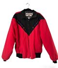 Vintage USA Western Frontier Jacket Mens 2XL Red Full Zip Blanket Lined Bomber