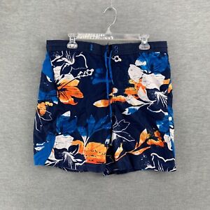 Nike Shorts Mens Small Swim Trunks Mesh Lining Blue Orange Tropical