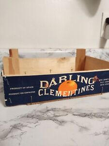 Vintage Wooden Fruit Crate Box DARLING CLEMENTINES Product of Spain