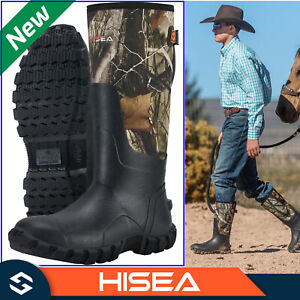 HISEA Men Chore Work Boots Waterproof Insulated Rubber Muck Boots Hunting Boots