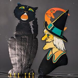 Beistle Halloween Die Cut Decorations Lot Of 2 Vintage Textured Cutouts