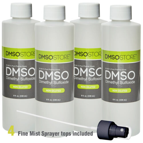 DMSO 8 oz. Bottle Non-diluted 99.995% Dimethyl Sulfoxide w/ Sprayer (4 pack)