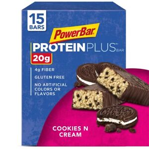 PowerBar Protein Plus Bar, Cookies & Cream, 2.15 Ounce (Pack of 15)