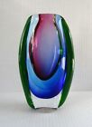 Fifth Avenue Crystal Sommerso Murano Style Hand Blown Art Glass Vase 8