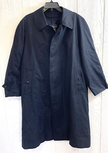Vintage Burberry Navy Trench Coat Overcoat Men's Chest 47” Removable Lining tt65
