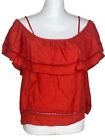 Style Envy Off Cold Shoulder Top red Woman's Blouse Ruffle Size M