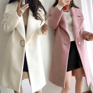 Winter Womens Parka Coat Long Jacket Overcoat Outwear Top Warm Wool Lapel Trench
