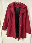 CALVIN KLEIN RED TRENCH COAT WOOL LINER, Women’s Size Large, Red, Hood, Belt