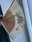 Vintage White Paper And Bamboo Traditional Japanese Folding Fan