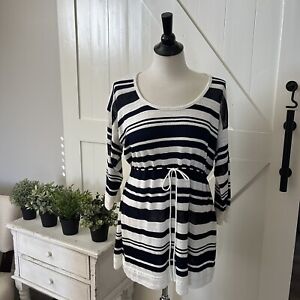 NWT Motherhood Maternity Knit Sweater Top Size XL Stripe Babydoll Shirt Nautical