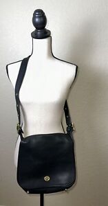 Coach Vintage Leather  Black Stewardess Shoulder/ Crossbody Bag Made in Mexico