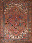Vintage Geometric Heriz Rust/ Brown Area Rug 8x10 Wool Hand-knotted Carpet