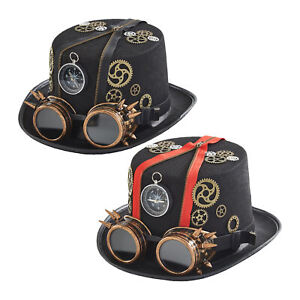 German Style Officer Steampunk Captain Hat Leather Gothic Hat With Goggles