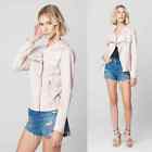 Blank NYC Moto Jacket Faux Suede Tie Dye Cream Pink Womens Size Small