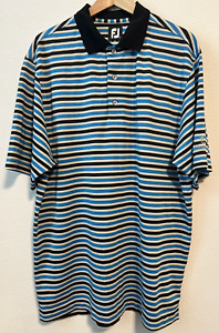 FootJoy Golf Polo Shirt Blue Striped Short Sleeve Heritage Club Men's size L