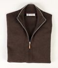 $2295 BRUNELLO CUCINELLI 100% Cashmere Full Zip Sweater - Brown - 54 L
