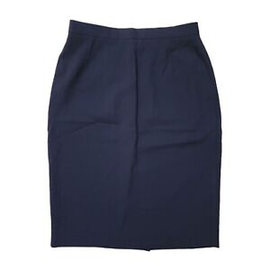Escada New NWT Virgin Wool Navy Blue Straight  Pencil Skirt Medium 38