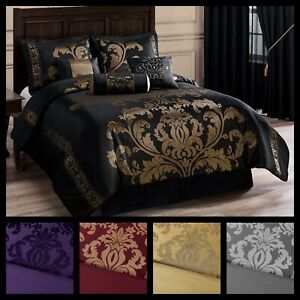 7-Piece Luxurious Royal Floral Jacquard Woven Comforter Set