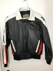 Mens Leather USA Flag Jacket S Bomber Style Phase 2 Vintage