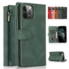 Leather Card Wallet Zipper Flip Case For iPhone 14 15 Pro Max 13 12 11 XS XR 87+