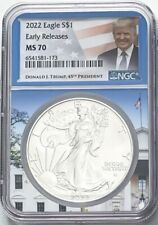 New Listing2022 SILVER EAGLE EARLY RELEASES NGC MS70 PRESIDENT TRUMP  WHITE HOUSE LABEL